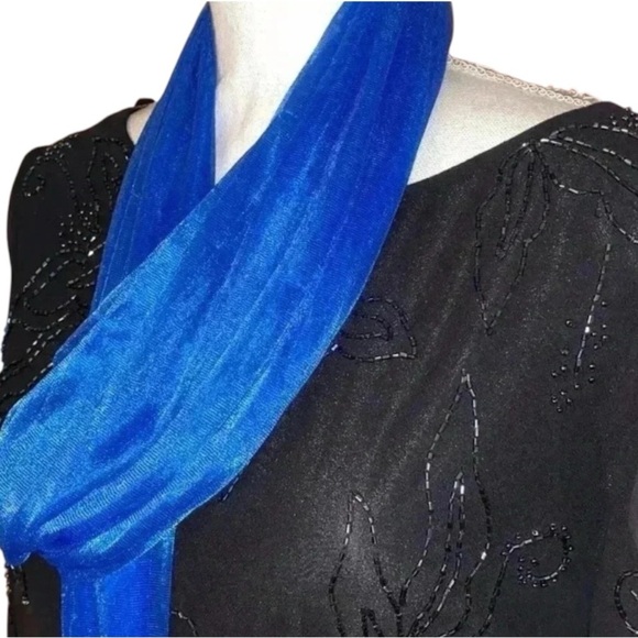 Fashion Scarf in Royal Blue w/ Silver Tone Metal and Rhinestone accents - Picture 3 of 4